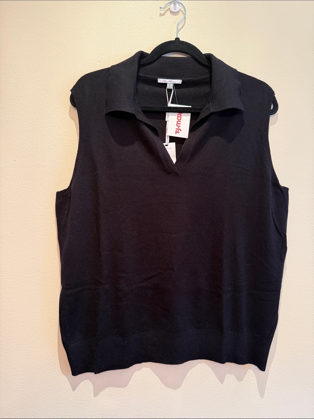 Black Sleeveless Polo-Style Knit Top - Vila Milano